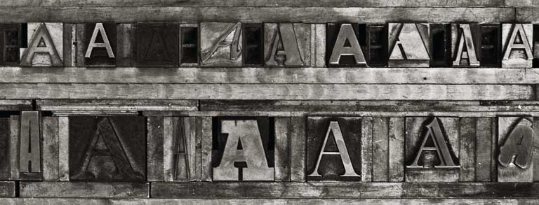 Graphic: A variety of metal capital ‘A’s from various typefaces for handset letterpress printing.
