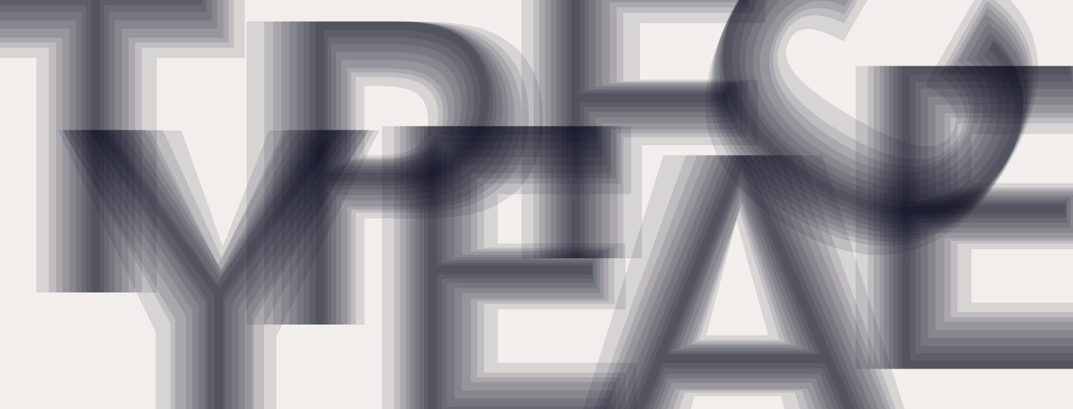 Masthead Graphic: The letters ‘TYPEFACE’ typeset in digital Linotype Univers by Adrian Frutiger – different translucent weights of the typeface are overlaid, producing a blurred pattern.